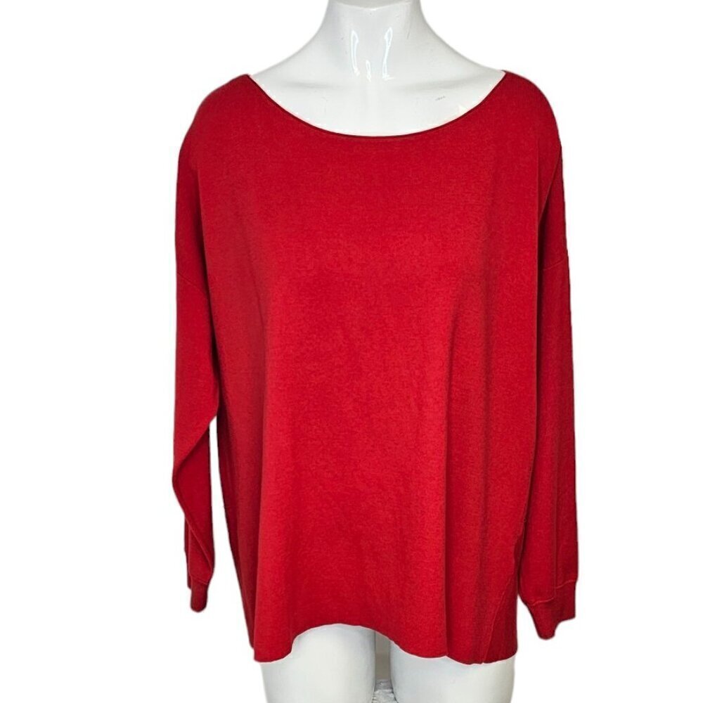 Alice + Olivia Womens Drop Shoulder Tie  Back Sweater Size XS Red Stretchy